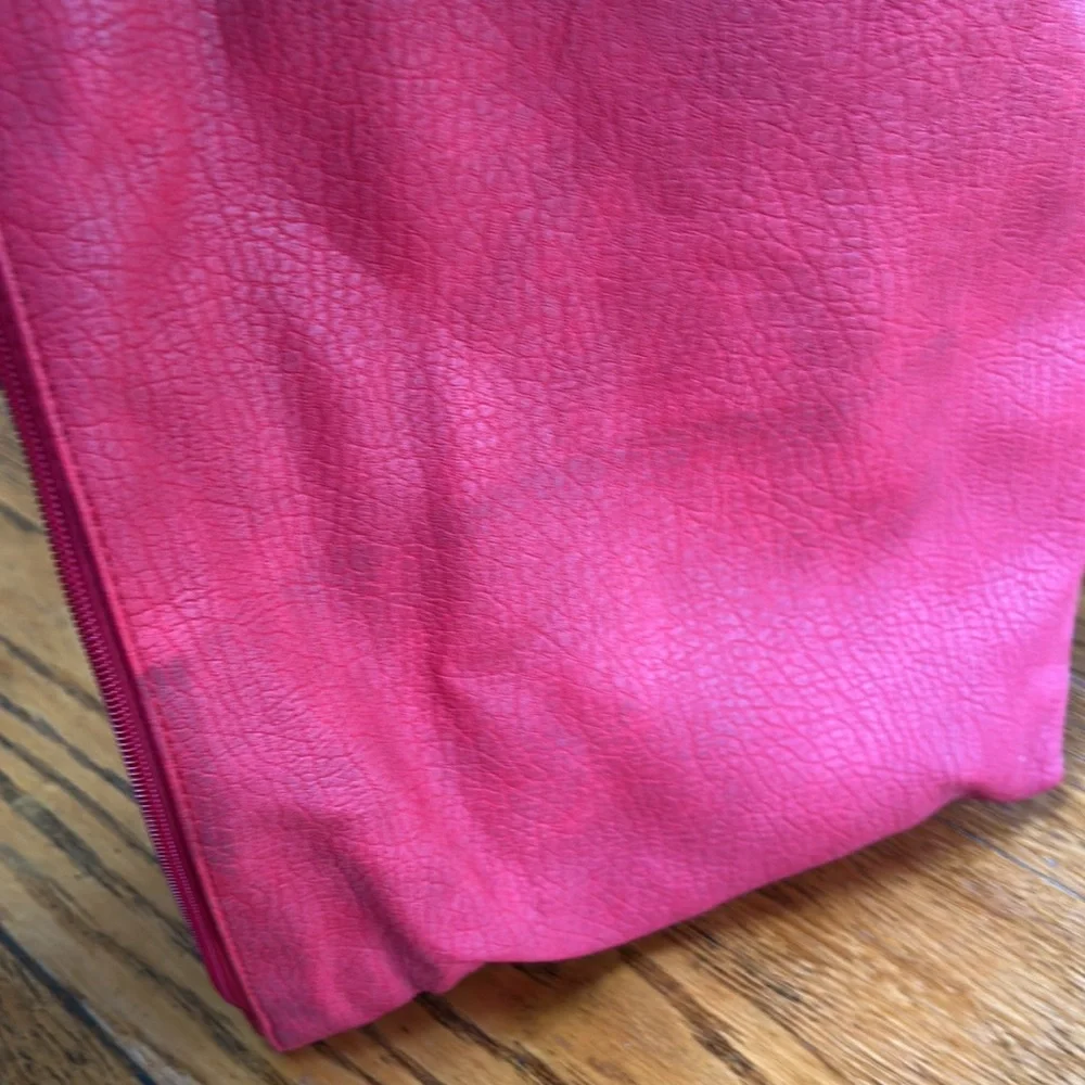 Free People red faux pebble leather travel zip bag.  Red. Approximately 11”X14”.